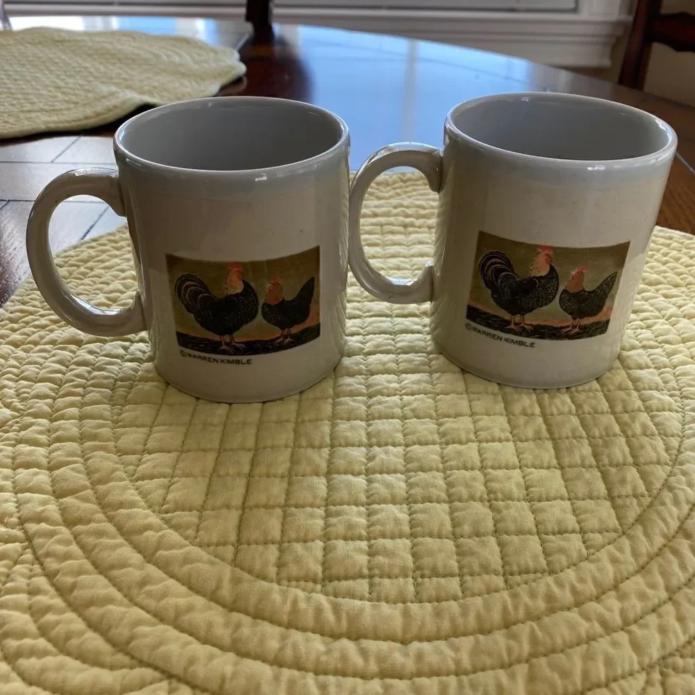 Warren Kimble rooster mugs, set of 2